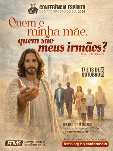 Arte de divulgação da Conferência Espírita de Mato Grosso do Sul 2026